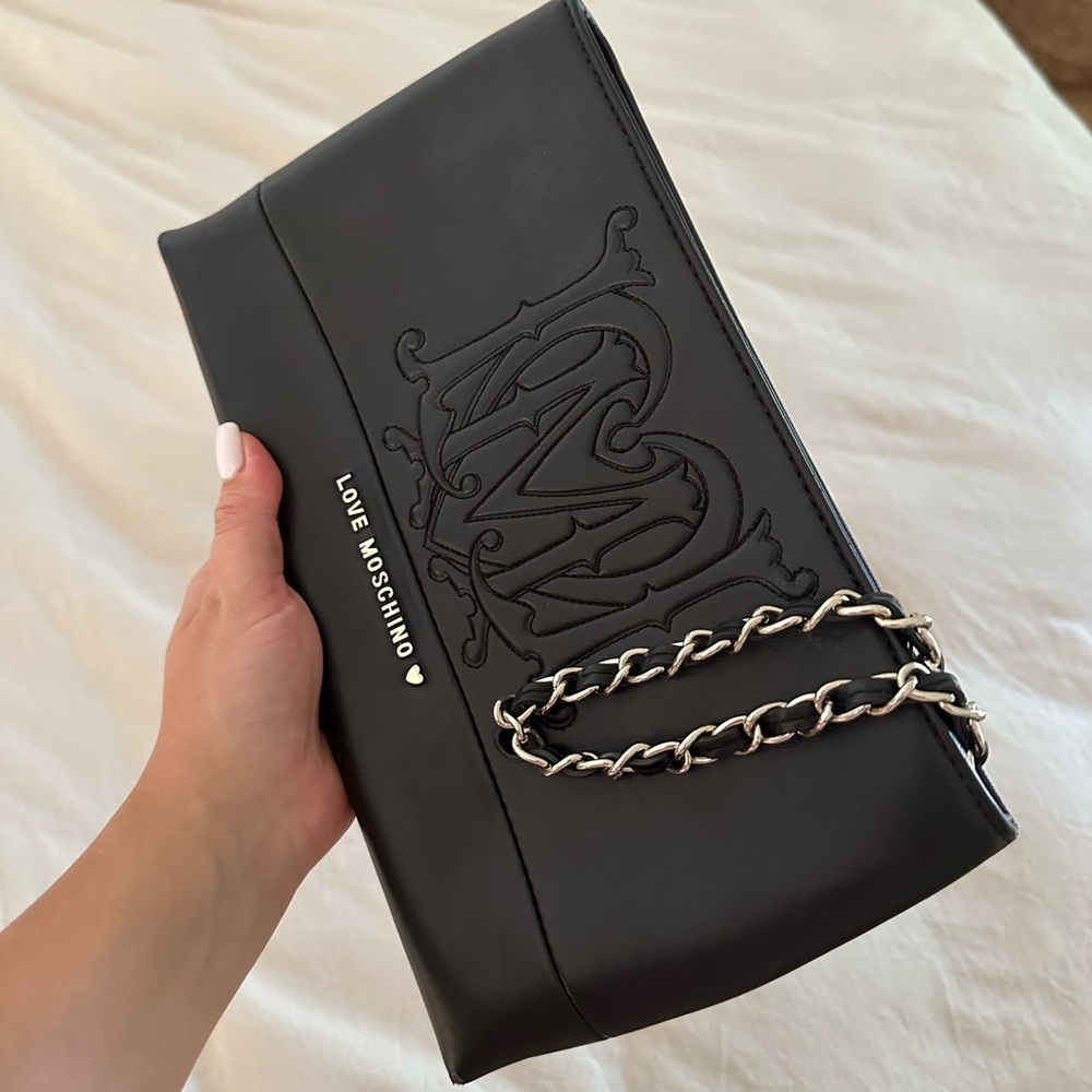 Leather Moschino clutch